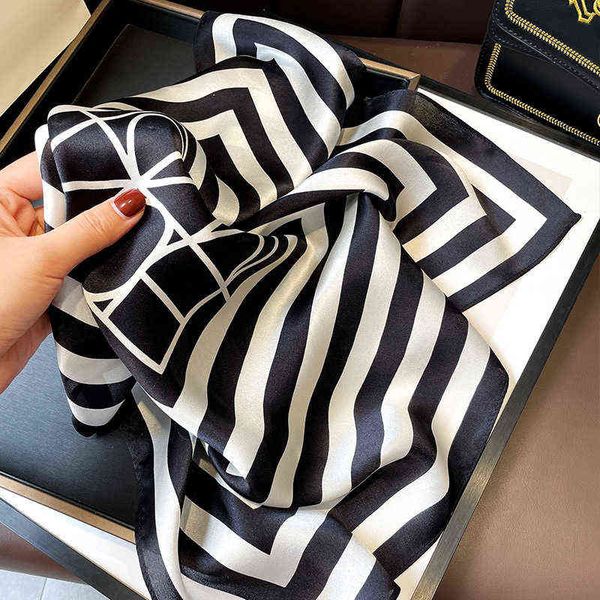 

scarves silk female 100% mulberry 2022 autumn and winter korean decorative versatile silk 53cm square scarf, Blue;gray