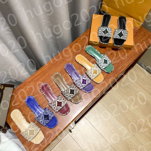 

slippers letter embroidery design leather flat shoes summer women beach lady slipper paris and stripe, Black