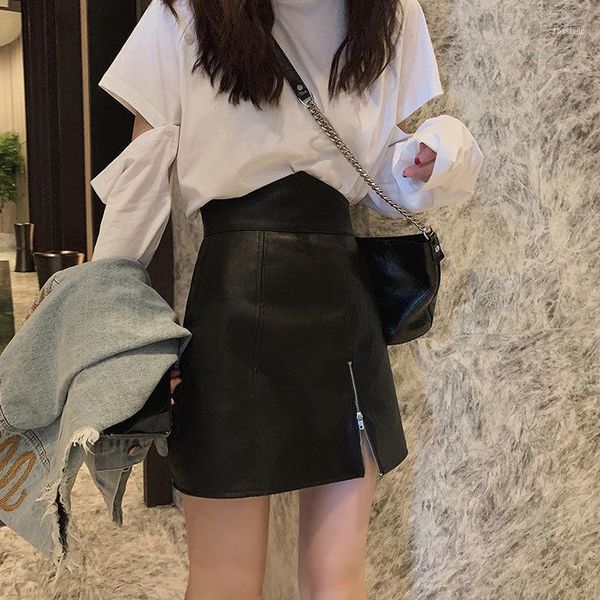 

high waist women mini leather skirt slim pu female short spring autumn casual fashion elegant ladies skirts q971, Black
