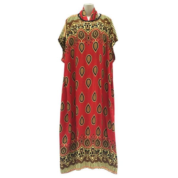 

ethnic clothing mix 4colors uniform size 140cm length fashion 2021 printed flower big abaya women's wear muslim rayon cotton prayer rob, Red