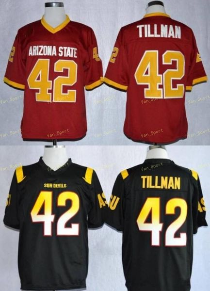 

ncaa arizona state sun devils #42 pat tillman red 1997 rose bowl vintage jersey asu tillman black maroon college football jerseys s-3xl