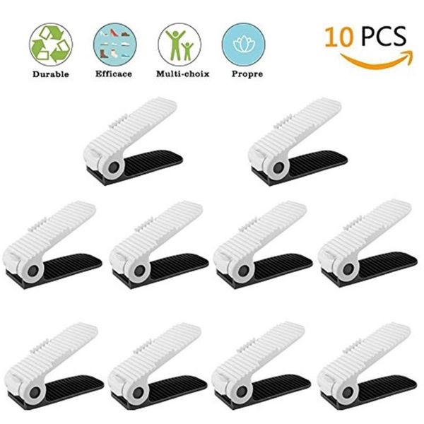 

clothing & wardrobe storage 10 pcs easy home four mode creative adjustable shoe slots organizer space saver plastic rack holder