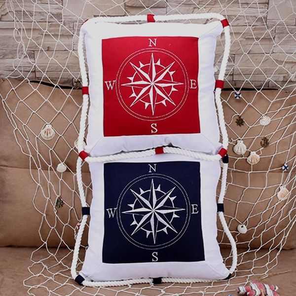 

pillow case mediterranean navigation furnishing navy sea marine canvas for compass embroidery cushion cover