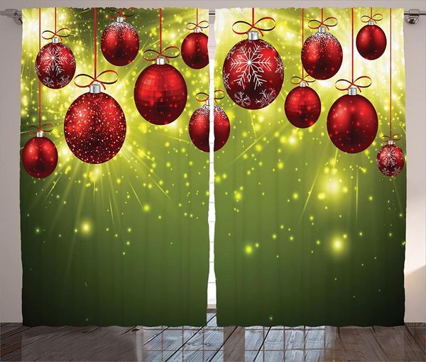 

curtain & drapes christmas curtains vibrant colored year design with digital effects and baubles print living room bedroom windo