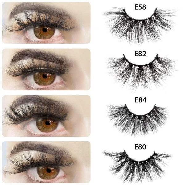 

25mm mink lashes 3d false eyelash reusable 100% handmade natural eyelashes fake makeup wholesale e58/e80/e82/e841