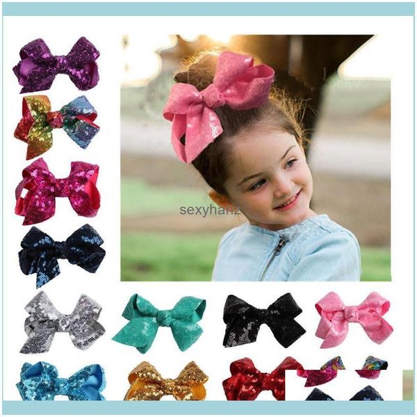 

& barrettes jewelry 13 colors girls embroideried sequin hair bows with alligator clips colorf hairpins bling barrette aessories drop deliver, Golden;silver
