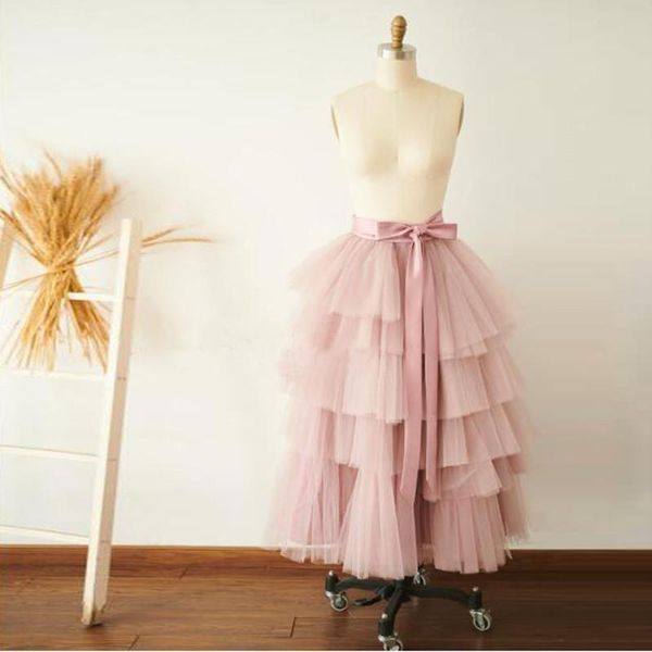 

skirts sweet pink zipper high waist long tulle skirt women fashion a line mesh tutu chic ruffle party tiered custom, Black