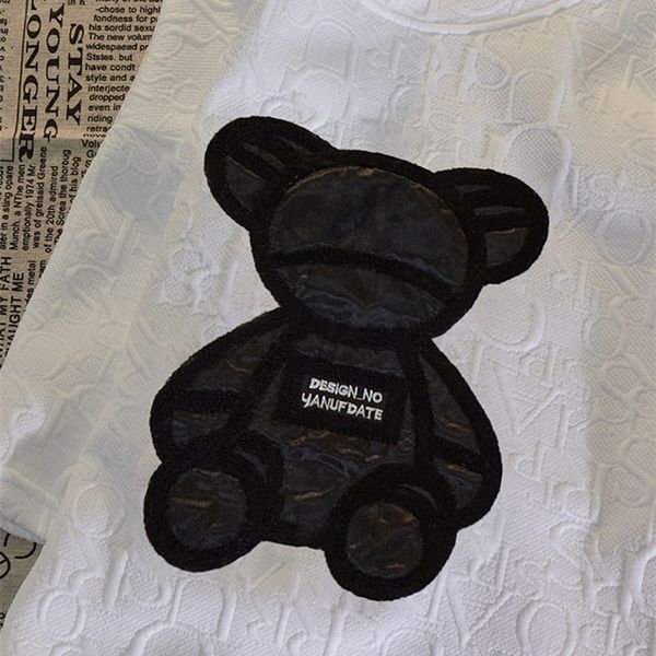 

womens t-shirts harajuku girls plus size letter jacquard o-neck short sleeves loose summer tshirt bear white tees -5xl