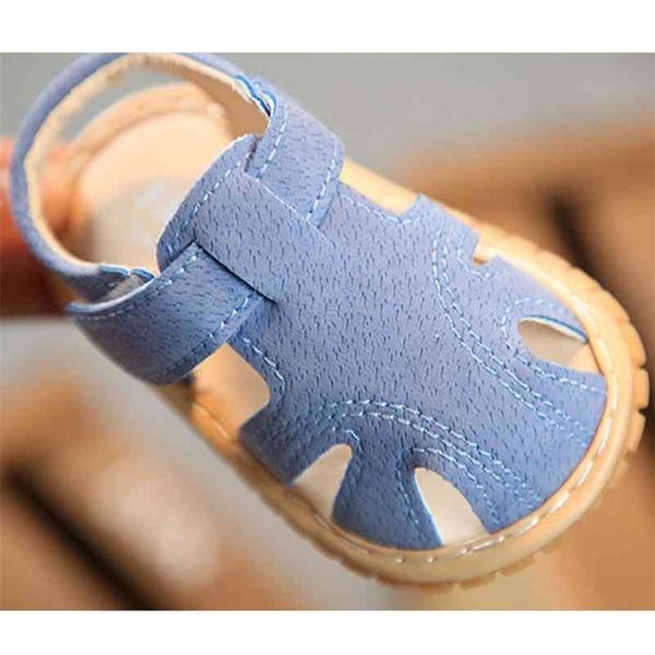 Sapatos de bebê de verão Moda estilo Roma fechado Toe bebê menina lisa sapatos sandálias macio sola bebê sandálias meninos andando sapatos 210326