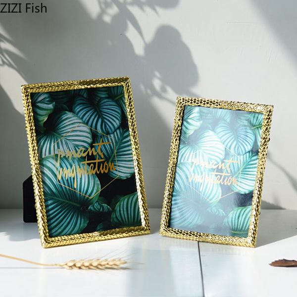 

6/7 inch picture frame golden border po gold frames for pictures living room decoration dressing deskornaments
