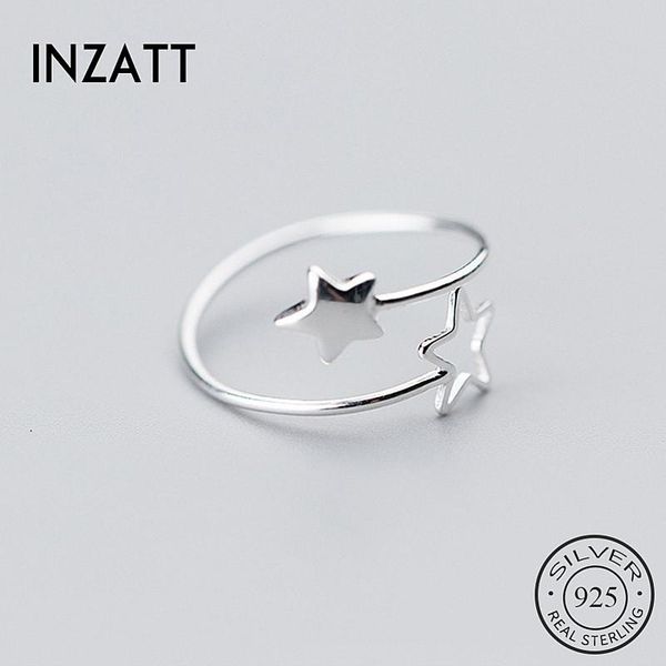 

inzareal 925 sterling silver star adjustable ring for fashion women party minimalist fine jewelry 2021 cute accessories gift cluster rings, Golden;silver