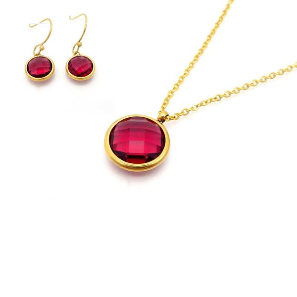 

earrings & necklace stainless steel fashion simple pendant set zircon gem gold women girl party gift jewelry, Silver