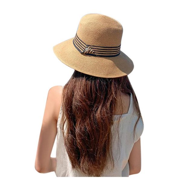 

wide brim hats women's sunshade brims hat outdoor summer sunscreen beach straw sun travel bucket cap chapeu feminino for, Blue;gray