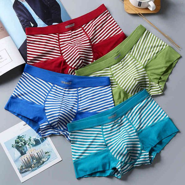 

men's underwear gift box single flat angle striped wood pulp fiber sports low waist breathable boxer shorts, Black;white