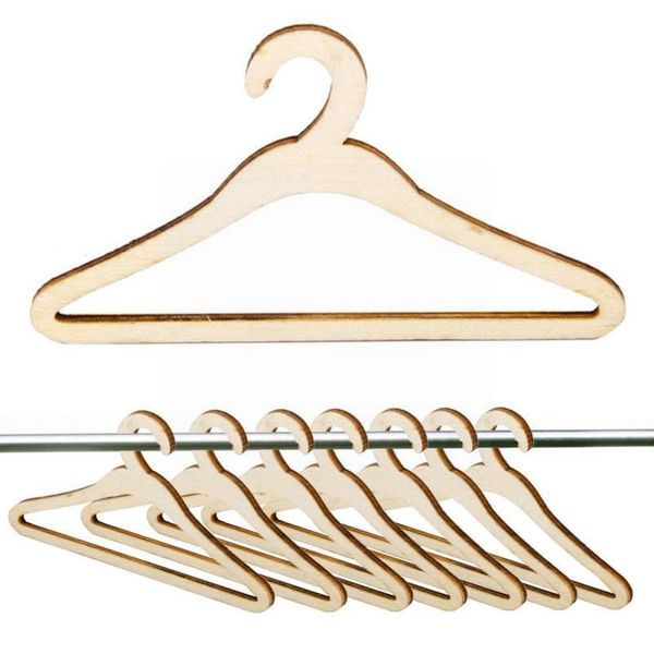 

hangers & racks 3 pieces natural wood color wooden clothes hanger dolls cloth accessory for msd luts dod hook q1y4