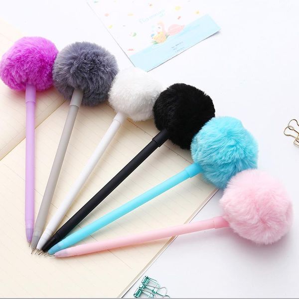 

gel pens 5pcs 5 colors pure color fluffy ball ballpoint pen office school writing supplies student stationery girlfriend gift