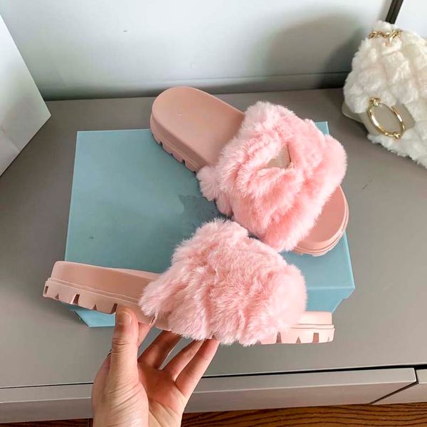 

warm slipper fur slippers real raccon slides home furry flat sandals female cute fluffy shoes woman luxury quality 04, Black