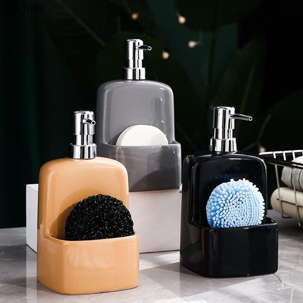 Distribuidor de sabão líquido Bomba de prata Cabeça de shampoo de cerâmica engarrafamento decoração de banheiro aquático Tipo de manitra de mão Garrafa de desinfetante para as mãos