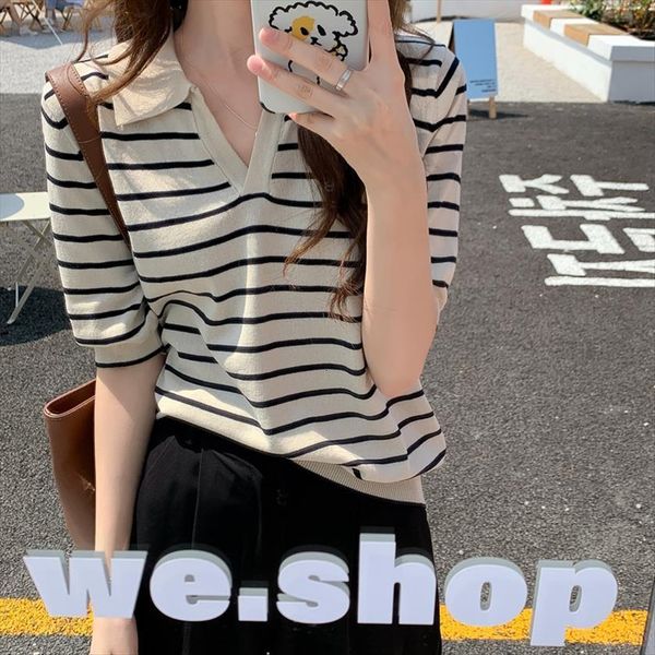

stripes summer t shirt women womens sweaters elasticity oversized woman clothes female short sleeve tube knit, White;black
