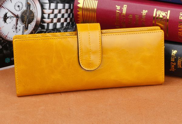 

wallet rfid anti theft brush leather women's long clip large capacity office exquisite simple head, Red;black