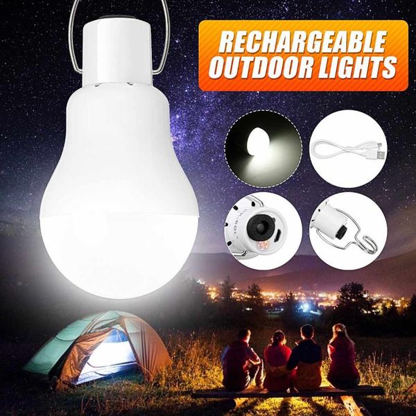 

solar lamps 2pc panel powered rechargeable led light bulb portable outdoor lighting camping hiking tent fishing lamp yard