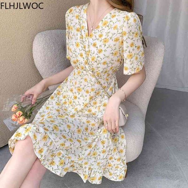

casual dresses summer lace-up bow tie short sleeve v neck a line elegant korean japan style floral balloon flower chic vestidos g2, Black;gray