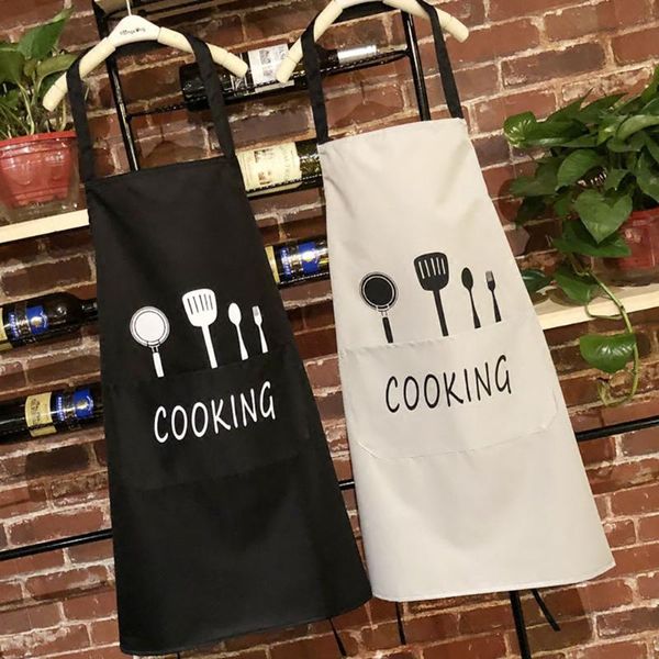 

aprons adjustable kitchen apron cotton waterproof dishwashing cleaning cooking bib for waitress barbecue supplies