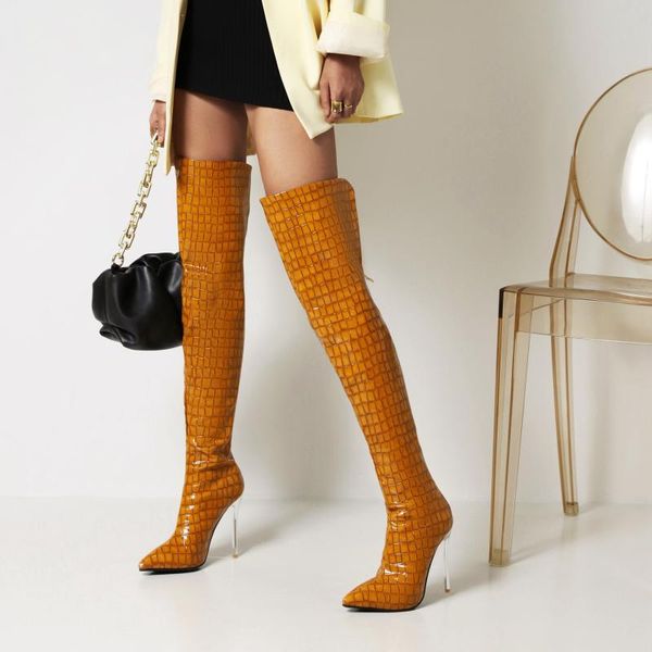 

boots fashion over the knee women thin high heels shoes ladies thigh spring leather long female shoe 34-43, Black