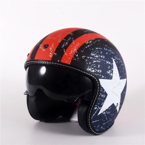 

motorcycle helmets half helmet cruiser 3/4 open face scooter vintage dot + visors +inner dark lens mate black xs s m l xl