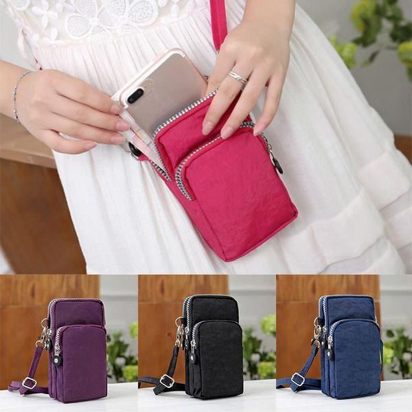 

multi use men women crossbody zipper coin wallet wrist pouch phone bag long purse, Red;black
