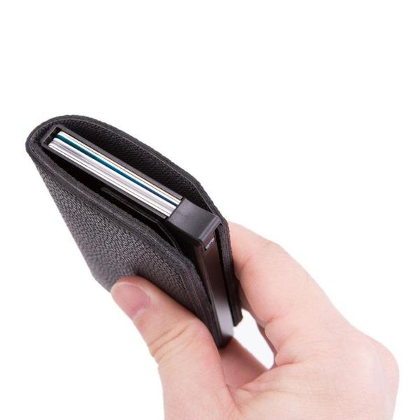 

card holders 2021 mini wallet, fashion carbon fiber holder, male and female smart business multi-function id holder, Brown;gray