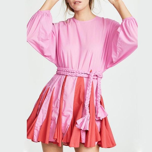 

casual dresses runway dress women luxury designer 2021 belt vestidos female waist spring autumn vintage fashion, Black;gray