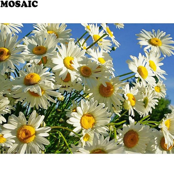 

diamond painting diy full square/round white daisy flower cross stitch kits embroidery home decoration