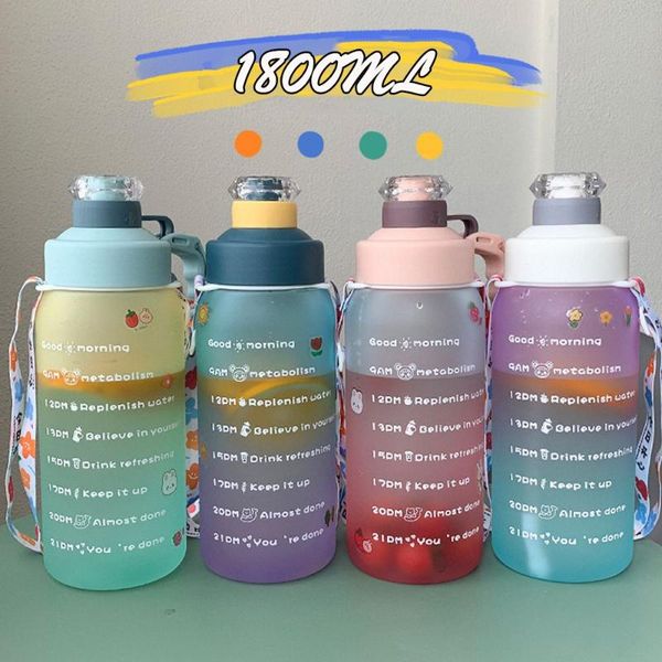 

water bottle outdoor time scale plastic frosted large capacity straw cup 18l