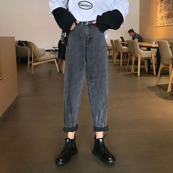 

women's jeans high waisted vintage women casual straight denim pants 2021 fashion korean style all-match jean trousers woman p377, Blue