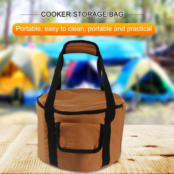 

outdoor bags waterproof camping cookware tote portable travel picnic bbq cutlery storage container large round canvas box