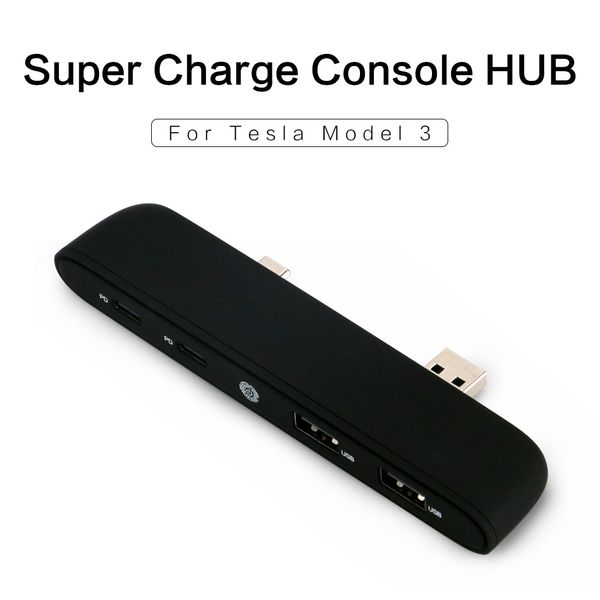 Per Tesla Model 3 Modello Y Hub USB Console centrale Accessori adattatore Hub USB 4 porte Caricatore connettore pad di ricarica rapida