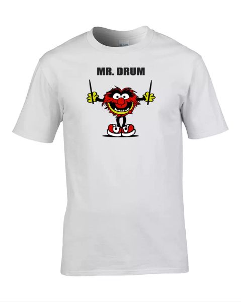 

mr drum - mr men drummer parody, funny music mens t shirt, White;black