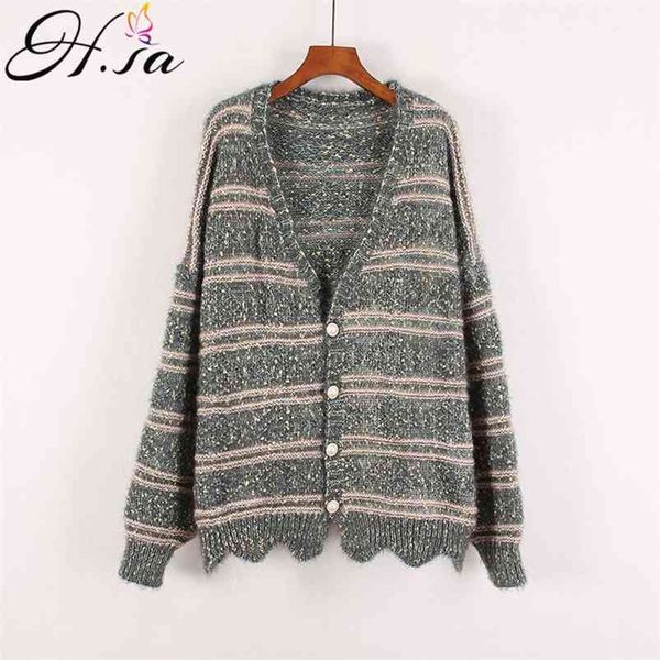 

female winter cardigans irregular hem striped knit jackets long sleeve oversized jacket coat ugly christmas sweater 210430, White