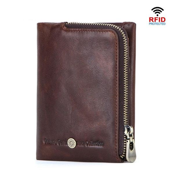 

wallets genuineÂ crazy horse leather wallet men vintage zipper coin purses rfid holder small for, Red;black