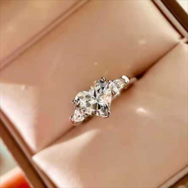 

wedding rings classic exquisite heart-shaped zircon ring for women party engagement jewelry fashion hand accessories wholesale, Slivery;golden