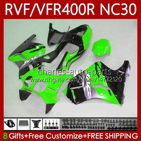 Комплект обтекателей для Honda VFR400 R RVF400R NC30 V400 RVF400R NC30 V4 1989 1990 1991 1992 1993 79NO.122 RVF VFR 400 RVF400 R 400RR VFR 400R VFR400RR Green Black 89-93 VFR400R 89 90 91 92 93 Body