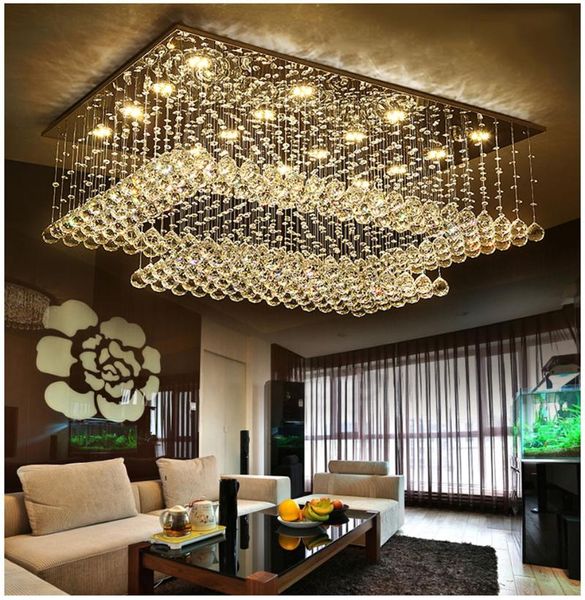 

chandeliers crystal chandelier rectangle for ceiling living room kitchen modern home decor lamp led indoor lighting luxury stainless light