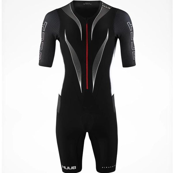 

men's huub summer skinsuit triathlon short sleeve mtb bike jumpsuit clothing cycling set ropa ciclismo maillot racing sets, Black;blue