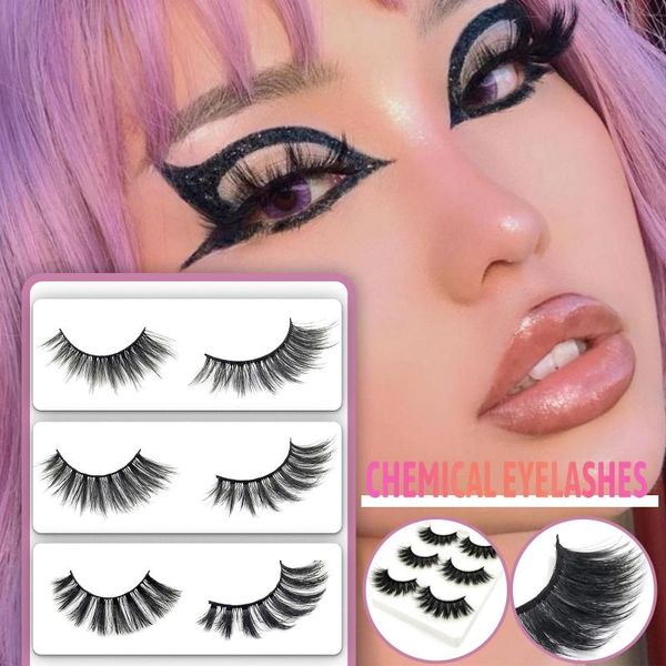 

false eyelashes 3d 3pairs of naturally simulated fiber faux cils yeux de biche naturel