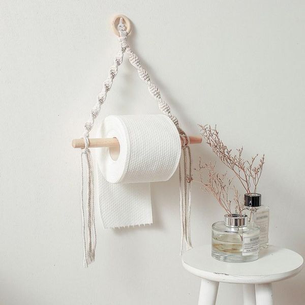 

toilet paper holders holder tapestry macrame vintage towel hanging rope home el bathroom decoration