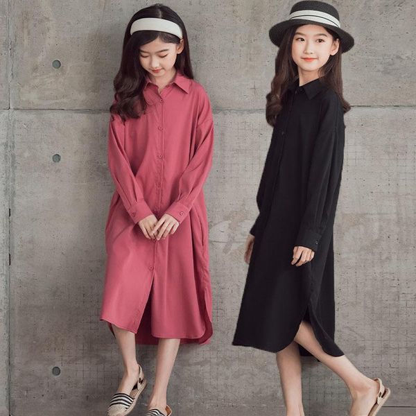 

girl's dresses 2021 spring big girls cotton fashion shirts dress mother and daughter clothes teen little girl long sleeve autumn, Red;yellow