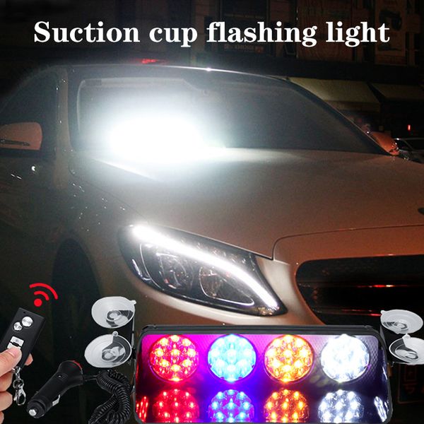 Luce lampeggiante stroboscopica per auto 36 LED Illuminazione di avvertimento con accendisigari Lampada di emergenza per visiera Cruscotto Parabrezza Universale