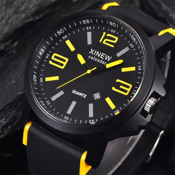 

wristwatches korean fashion relogio masculino xi necessary sport large dial student watch rubber date watches casual wristwatch men montre, Slivery;brown