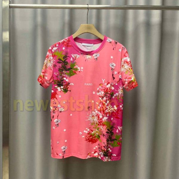 

2020 spring summer europe france paris flower print t shirt fashion tee tshirt men womens casual letters print cotton t shirt breathable tee, White;black